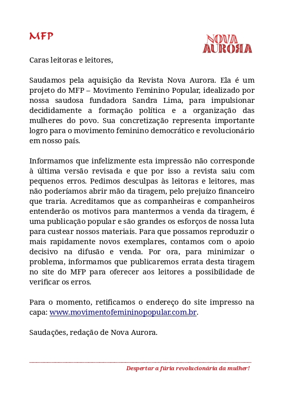 Carta ao leitor